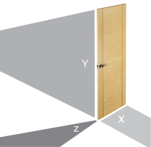 Esquema de medidas de una puerta de la entrada, el paso y el maletero Esquema de medidas de una puerta de la entrada, el paso y el maletero